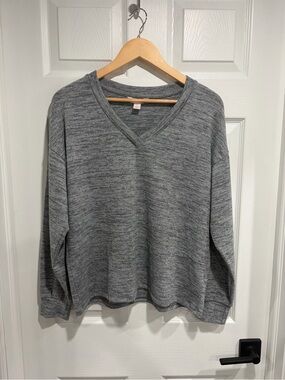 Joe Fresh Cozy V-Neck Women's Long Sleeve Grey Sweater